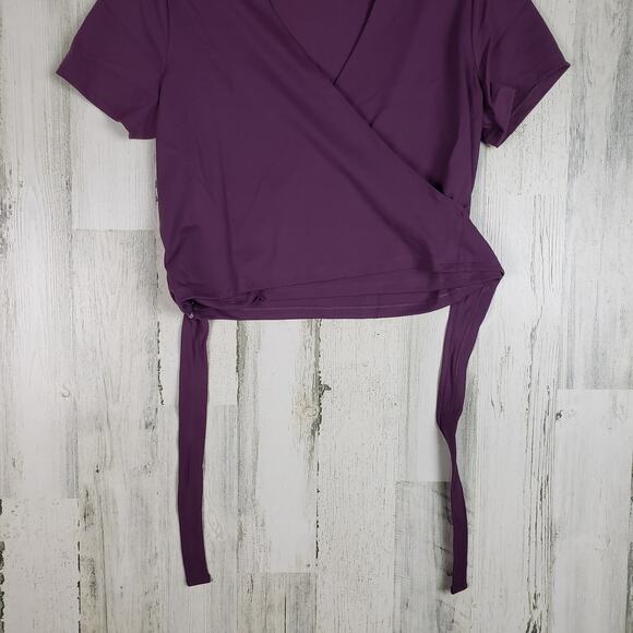 NWT Victoria's Secret PINK Eggplant Purple Crossover Tie Back Wrap Top Size XL - Picture 8 of 10